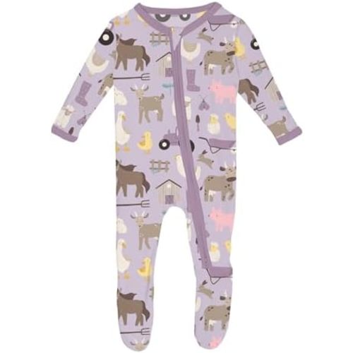 KicKee Print Footie with Zipper, Super Soft One-Piece Jammies, Sleepwear for Babies and Kids