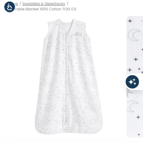 Midnight Moons Gray Cotton Wearable Baby Blanket L | HALO