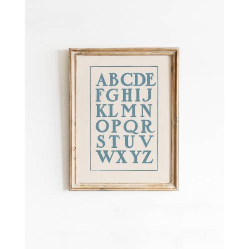 Alphabet Poster Print, Dusty Blue ABC Chart, Vintage Nursery Letter Artwork | DIGITAL PRINTABLE