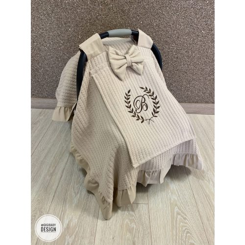 Car Seat Canopy Cover Baby Girl and Boy Beige Pique With - Etsy