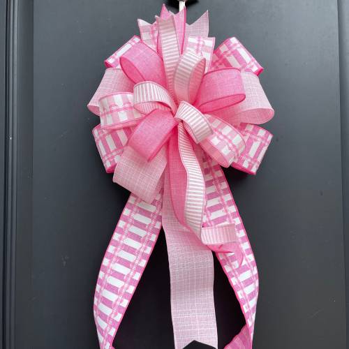Pink & White Wreath Bow: Baby Shower Decor, Girl Mailbox Bow