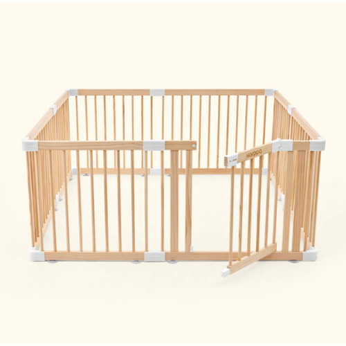 HARPPA Wooden Baby Gate Playpen | Non-Toxic Foldable DIY Adjustable Play Yard for Infants & Toddlers – Natural Finish Baby Fence for Small & Large Spaces