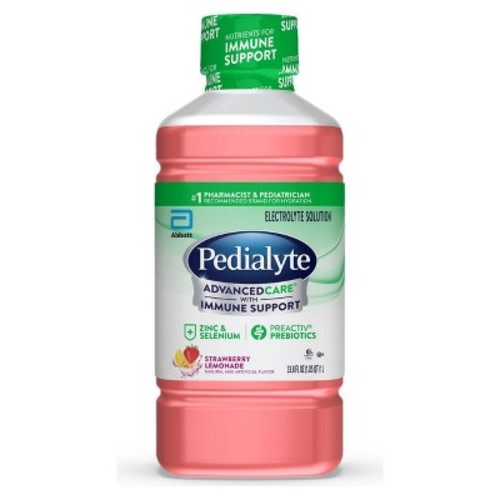 Pedialyte Advanced Care Electrolyte Solution Hydration Drink - Strawberry Lemonade - 33.8 fl oz