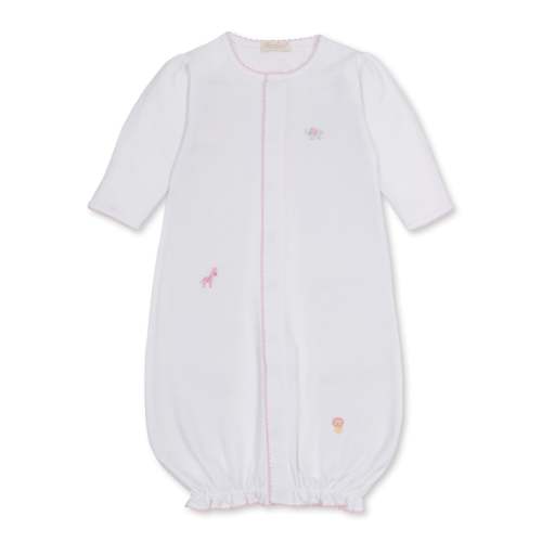 White/Pink Jungle Hang Hand Emb Conv Gown