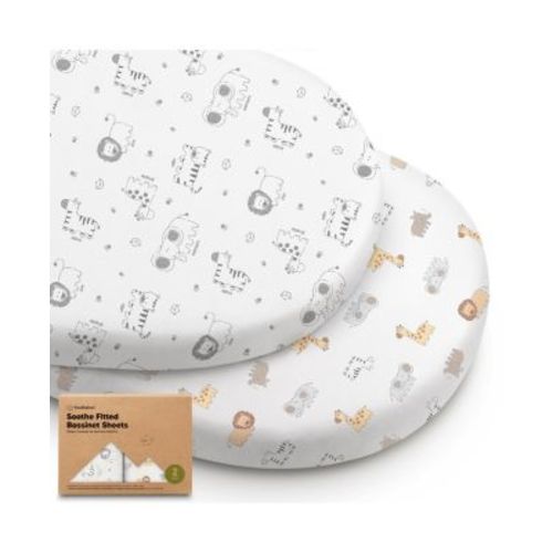 Bassinet Sheet for Baby Girls, Boys, 2-Pack Soothe Bassinet Fitted Sheets, Bedside Bassinet Mattress Sheet