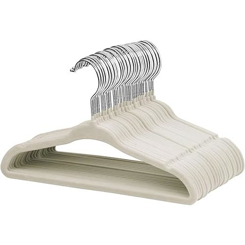 ManGotree Baby Velvet Clothes Hangers, Kids Toddler Children's Hangers for Clothes Space Saving Non-Slip (30 Pack, Beige)