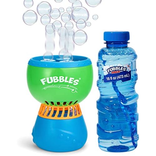 FUBBLES NO Spill Funfiniti Bubble Machine | Blows One Hour of Non Stop Bubbles | Amazon Exclusive Toy Set Includes 36oz of Non Toxic Refill Solution (Bubble Solution Bottle Colors Will Vary)