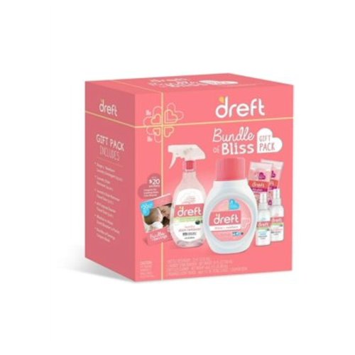 Pack of 2 Dreft Bundle of Bliss Gift Set with Baby Laundry Detergent and Stain Remover Essentials, 7 Pieces