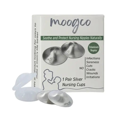 The Original Silver Nursing Cups - 925k Nipple Cups - Nipple Shield for Nursing Newborn - Silver Nipple Covers Breastfeeding (Regular - TriLaminate)