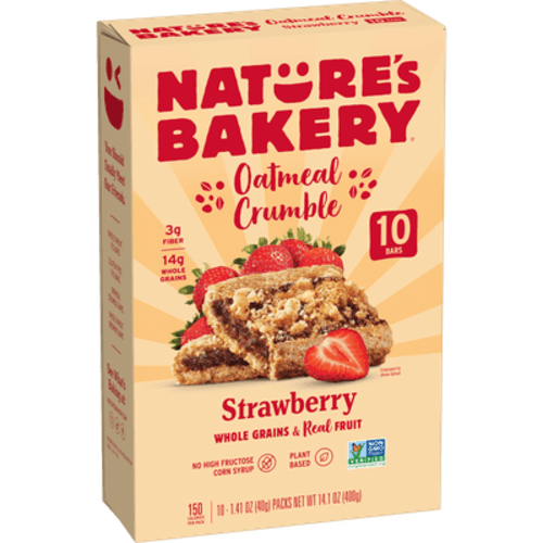 Nature's Bakery, Oatmeal Crumble, Strawberry Breakfast Snack Bars, 1.41 oz, 10 Count