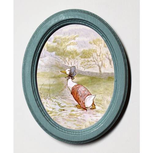 Beatrix Potter Oval Wooden Framed Nursery Picture, Wall Hanging,Home Decor, Jemima In Her Bonnet.