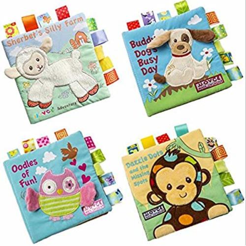 HanShe Baby Soft Book Cloth Book Set 4 Pack Crinkle Book Educational Learning Toy for Infant Fabric Baby Activity Crinkle Book for Infants Toddler Baby Shower Gift for boy Girl Unisex