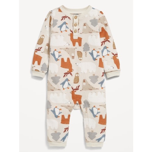 Long-Sleeve Jersey-Knit Henley One-Piece for Baby