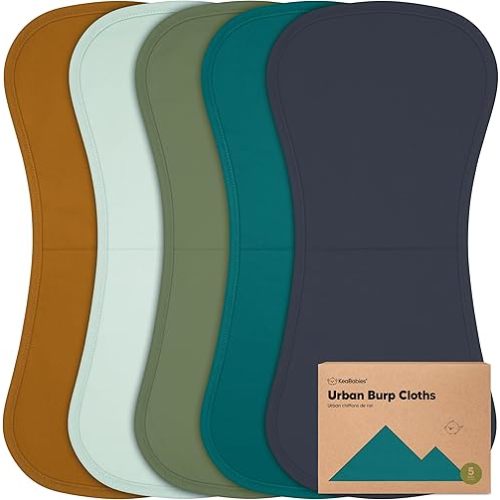 Organic Burp Cloths for Baby Boys & Girls - 5-Pack Super Absorbent, Soft & Plush, Newborn Milk Spit Up Rags, Unisex Burpy Cloth Bib (Eclipse)