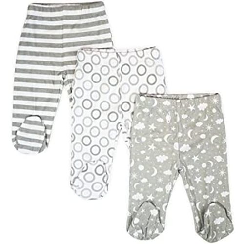 Spasilk Baby Boys' 3 Pack Cotton Pull on Footed Pants