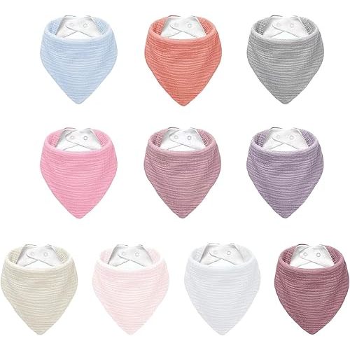 Muslin Baby Bibs,Soft Triangular Baby Bandana Drool Bibs for Baby Boy Girl,Solid Colors Bib for Drooling Teething