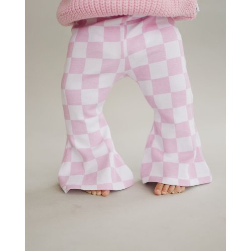 Checkered Flare Pants | Pink