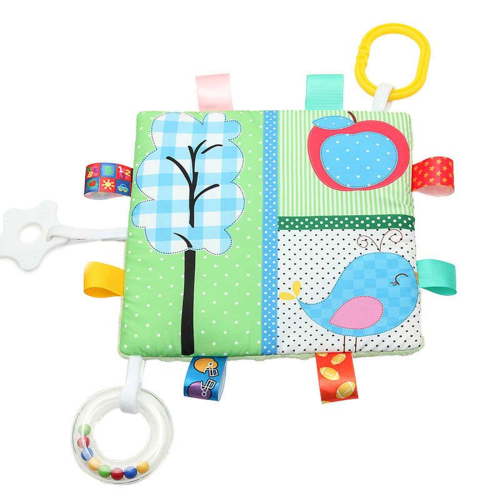 Gallickan Baby Teethers 0-6 Months, Towel with Teething Rings, Crinkle Sensory Toy with Crinkle Sound, Features Soft Braided Teething Ring & Textured Ribbons, B