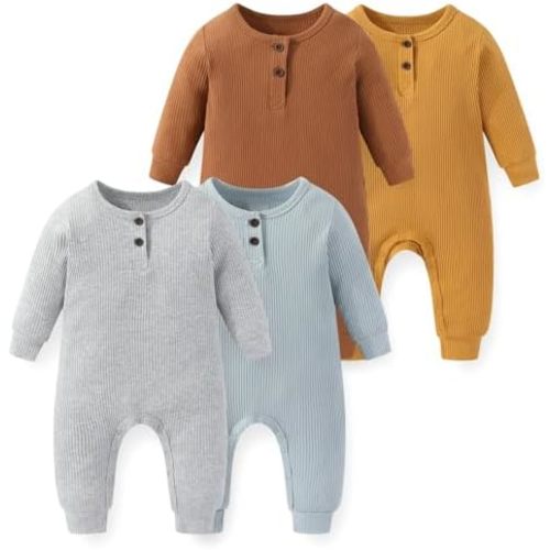 Unisex Long Sleeve 4-Pack Baby Romper infant Boy Girl Jumpsuits 0-24Months New Born Outfits