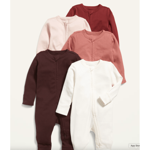 Unisex 2-Way-Zip Footie Sleep & Play One-Piece 5-Pack for Baby