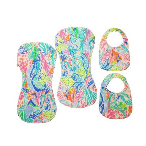 Lilly Mermaids Gift Set, Bib & Burp Cloth Set, Bibs for Girls, Baby Shower Gift, Lilly Gift Set, Gifts for Her, Mermaids Cove, Burp Cloth