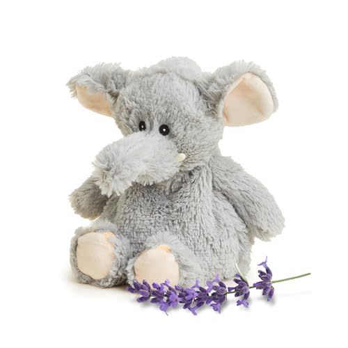 warmies Microwavable & Weighted Stuffed Animals, Gray Elephant - Heated Stuffed Animal Plushie for Warmth & Comfort - Cute Soft Plush Toys for Boys, Girls, Babies & Toddlers