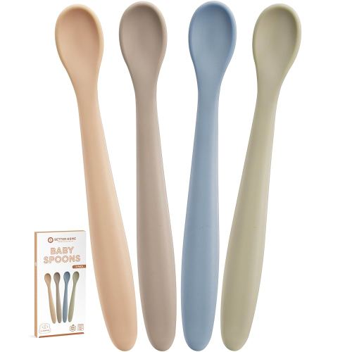 Best Soft Baby Spoons Dishwasher-Safe Bendable Baby Feeding Spoon Infant First Stage Silicone Training Spoon, Assorted Colors (Multicolored Matte)