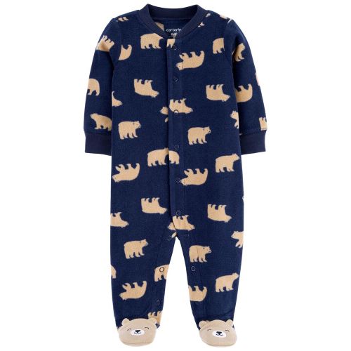 Bears Zip-Up Fleece Sleep & Play - Navy - NB