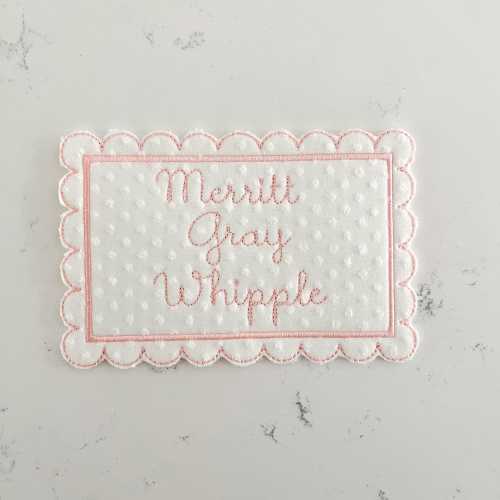 Custom Embroidered Scallop Baby Name Plaque, Scalloped Newborn Announcement Sign, Bassinet Card, Hospital Decor, Baby Name Announcement