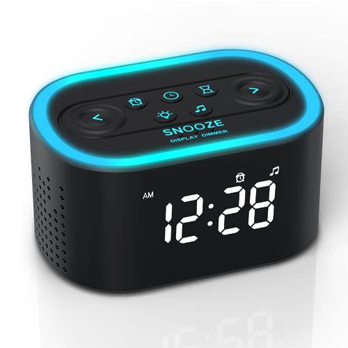 REACHER Digital Alarm Clock & White Noise Sound Machine, 21 Soothing Sounds, 7 Wake Up Sounds, 8 Night Lights, 32-Level Volume, 9 Sleep Timer, Memory Function for Adult, Kid, Bedside, Bedroom