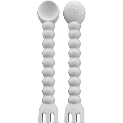 Ryan & Rose Cutie Tensils Baby Spoon and Fork [2 Pack] (Grey)