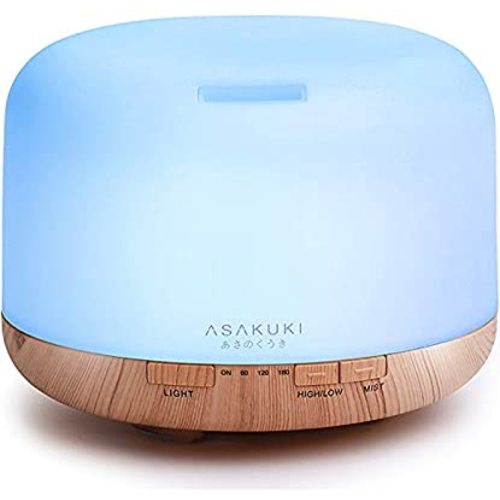 ASAKUKI 500ml Premium, Essential Oil Diffuser, 5 In 1 Ultrasonic Aromatherapy Fragrant Oil Humidifier Vaporizer, Timer and Auto-Off Safety Switch - A-Light Wood