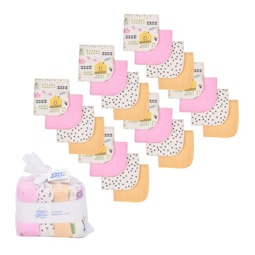 Exersaucer Baby and Kids Bath Gift Set with Washcloths, 24pk Pink Multi