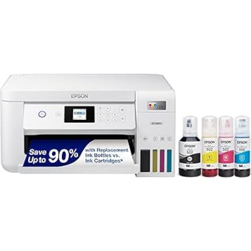 Epson EcoTank ET-2850 Wireless Color All-in-One Cartridge-Free Supertank Printer with Scan, Copy and Auto 2-Sided Printing - White, Medium