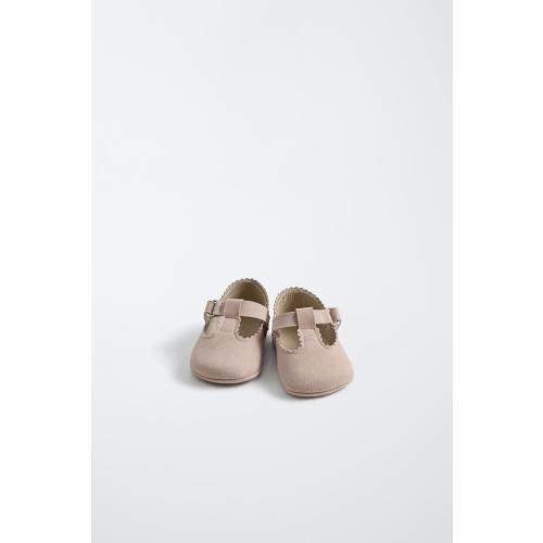 LEATHER BALLET FLATS - Pink | ZARA United States