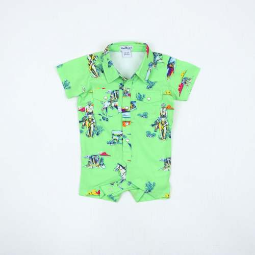 Blue Quail Cattle Drive Pearl Snap Boys Romper – Howdy House Kids