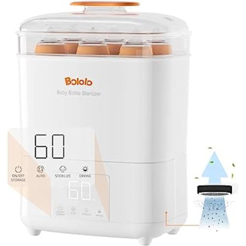 Baby Bottle Sterilizer and Dryer| Sanitizer for Baby Bottles,Breast Pump | 600W Stronger Power eletric bottle steamer box | LED Touch Screen | Auto Shut-Off