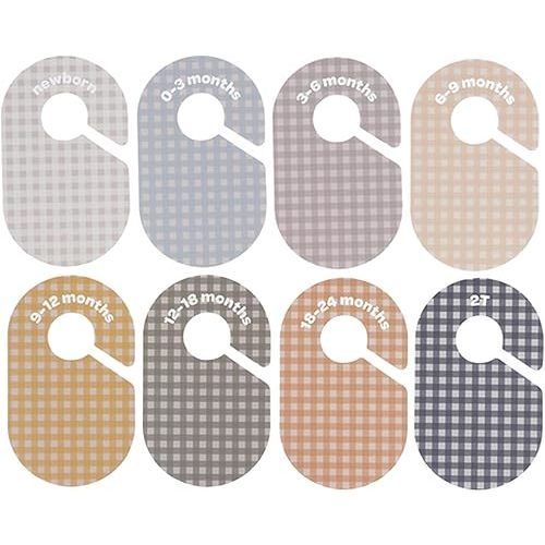 3 Sprouts Baby & Toddler Hanger Closet Dividers Set of 8 - Durable Baby Clothes Organizer, Nursery Closet Organization for Baby Clothing by Size or Age from Infant to Toddler Boy & Girl - Gingham