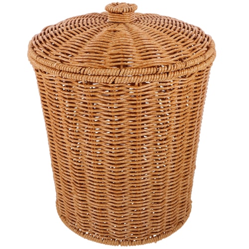 Rattan Laundry Basket with Lid for Bedroom and Nursery Storage