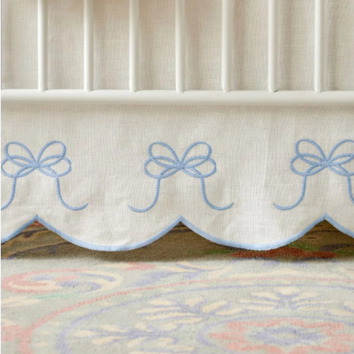 Bow Scalloped Crib Skirt in French Blue | Caitlin Wilson