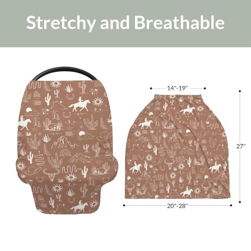 Amazon.com: Western Cowboy Car Seat Cover for Babies Wild West Cactus Mountain Snake Cattle Skull Sun Stretchy 5-in-1 Covers Adjustable Car Canopy Breastfeeding Cover Desert Adventure Breathable Nursing Cover-Up : Baby