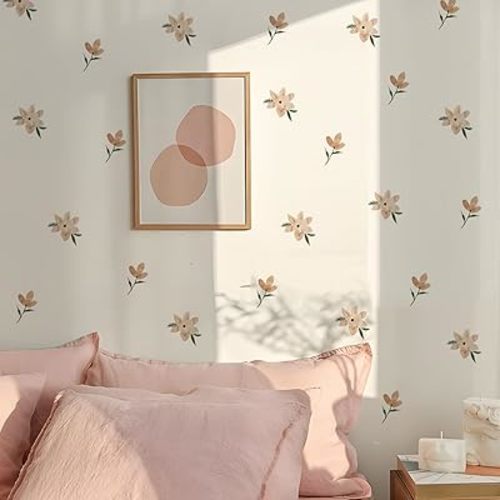 YouRfocus Daisy Wall Decals | 72 PCS Boho Flower Stickers for Girls' Rooms, Playrooms, Nurseries | Dual Layer Print for High Coverage | Removable Peel and Stick (Orange)| 12 Sheets