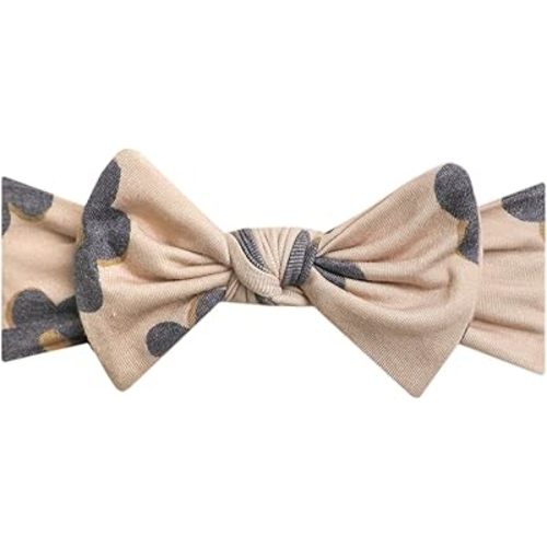 Baby Stretchy Soft Knit Headband Bow "Gemma in Tan" by Copper Pearl