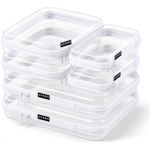UFORU 6 PCS Clear Hard Shell Zipper Case, Diaper Bag Organizer Pouches