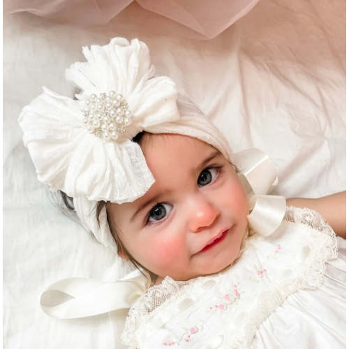 Pearl White Ruffle Headband