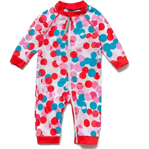 BONVERANO Baby Toddler Girls Full-Zip One Piece Swimsuit UPF 50+ Sun Protection Long Sleeve
