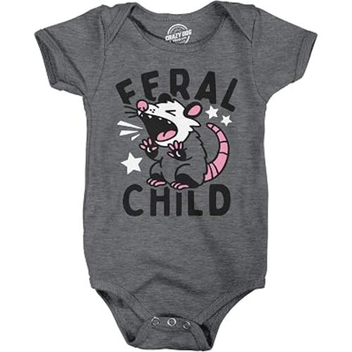 Crazy Dog T-Shirts Feral Child Baby Bodysuit Funny Sarcastic Wild Animal Graphic Novelty Jumper for Infants