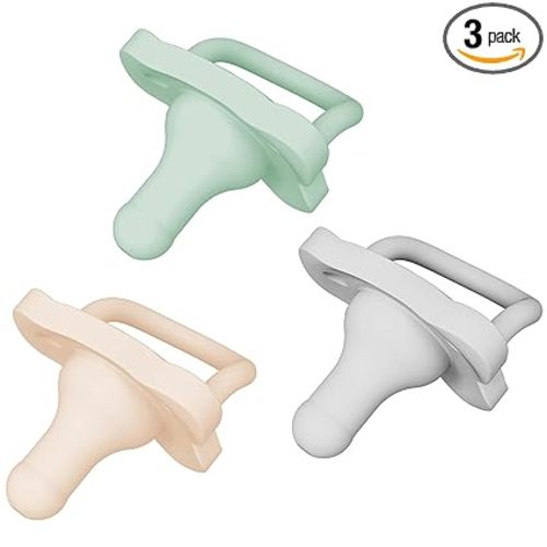 Dr. Brown's HappyPaci 100% Silicone Baby Pacifier, Contoured One-Piece Design, Gray/Green/Ecru, 0-6m, BPA-Free, 3-Pack