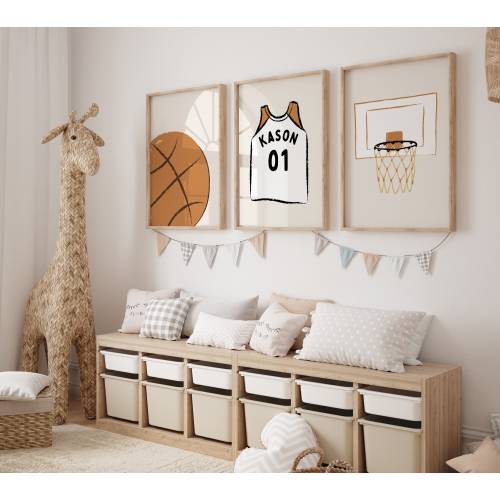 Basketball Wall Art, Basketball Prints, Personalized Basketball Print, Sport Room Decor, Kids Room Art, Gallery set, Digital Download TAN