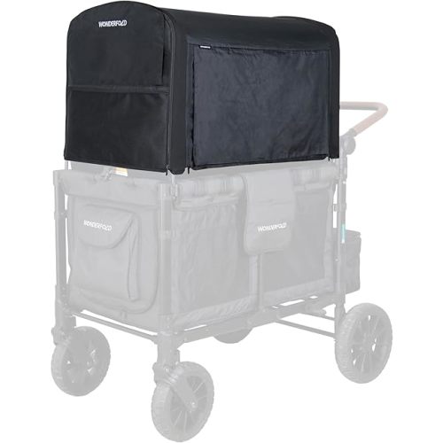 WONDERFOLD Flex Canopy for Stroller Wagon - Wagon Canopy with Removable Front/Back, Mesh Sides, Adjustable Side Panels & Convenient Storage Pockets, W4 Elite/Luxe